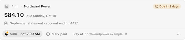 A bill card, as CommSync shows it in a thread.