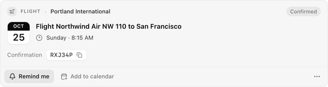 A reservation card, as CommSync shows it in a thread.